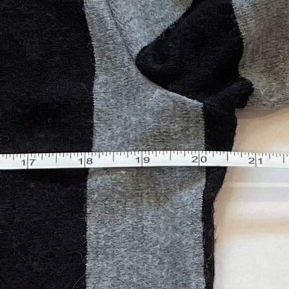 Ya Los Angeles Cotton Blend Black Gray Stripe Long Open Cardigan Sweater Hood L - Picture 9 of 10